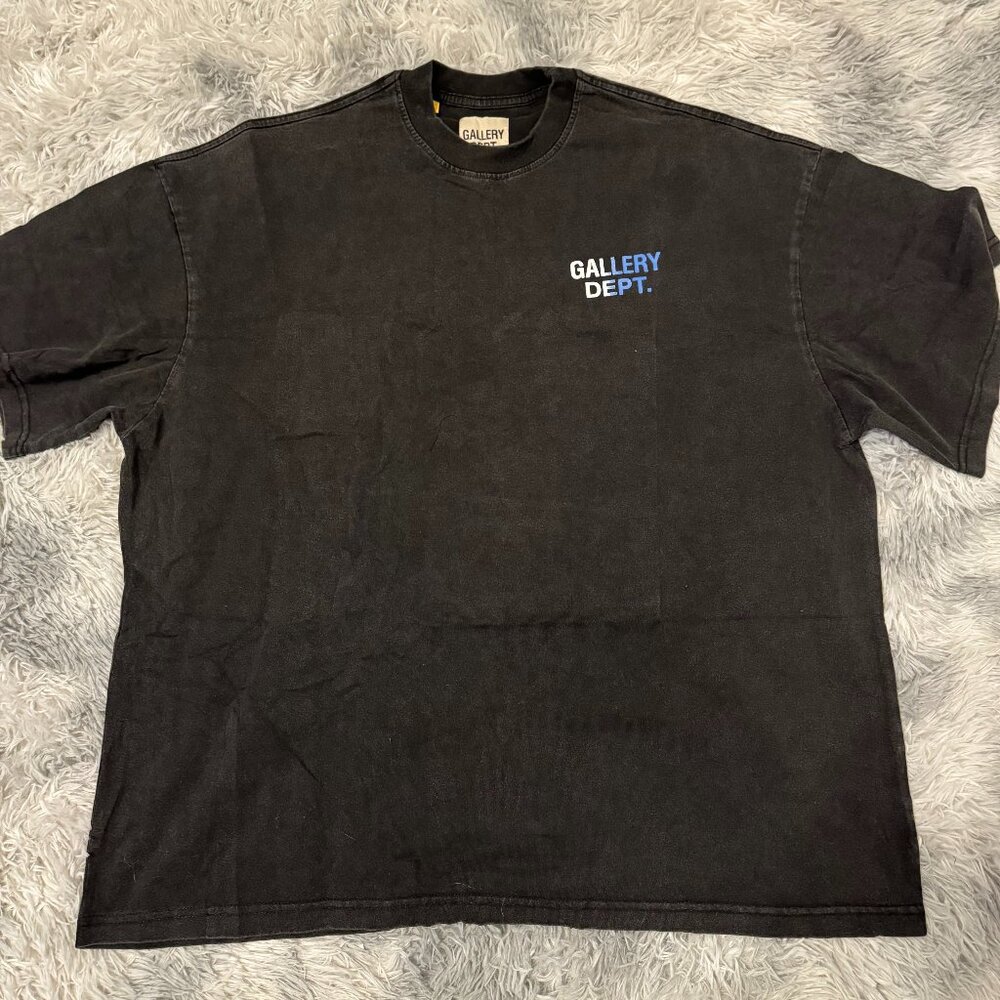 Gallery Dept Blue and White Chest Logo Tee Mens Size Large